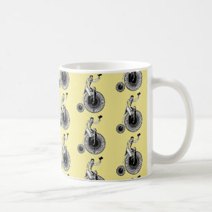 Taza De Café Modelo T Penny Farthing Classic - Blanco y negro