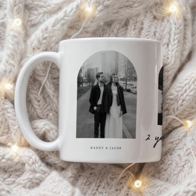 Taza De Café Modern 2 Year Anniversary Couple Photo Arch (Subido por el creador)