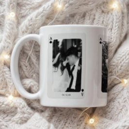 Taza De Café Modern Ace of Spades 3 Couple Photos Custom