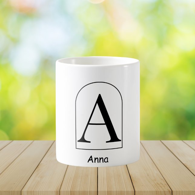Taza De Café Modern Arch Initial Monogram Coffee Mug (Subido por el creador)