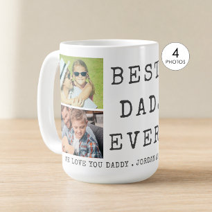 Taza De Café Modern BEST DAD EVER 4 Fotos Personalizado