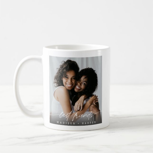 Taza De Café Modern Best Friends BFF Photo Script (Izquierda)