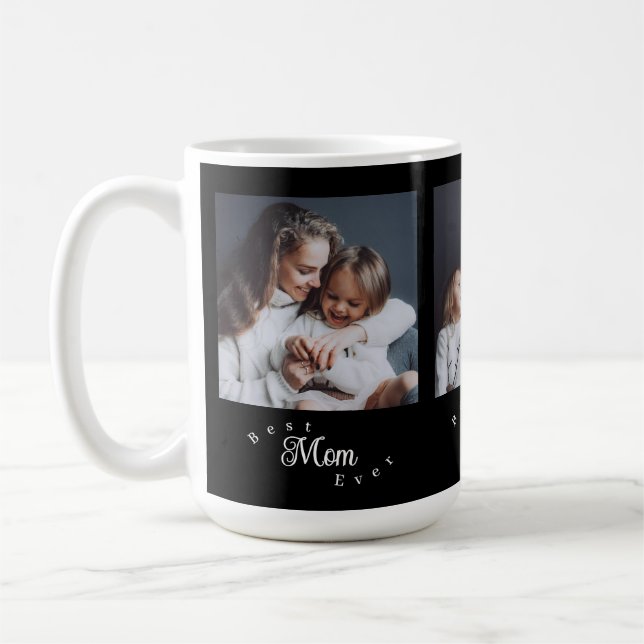 Taza De Café Modern Best Mom Ever Elegant Script Black 3 Photo (Izquierda)