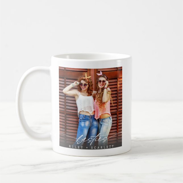 Taza De Café Modern Besties BFF Photo Script Coffee Mug  (Izquierda)