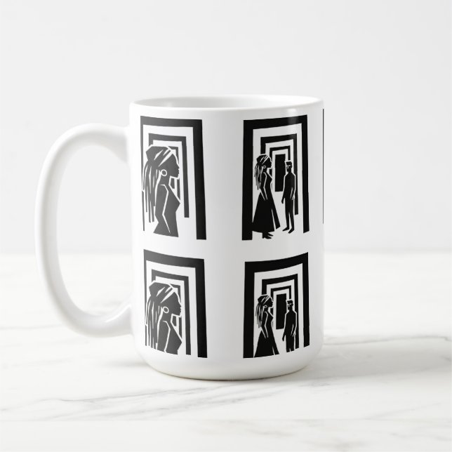 Taza De Café Modern Black Silhouette Unity Design (Izquierda)