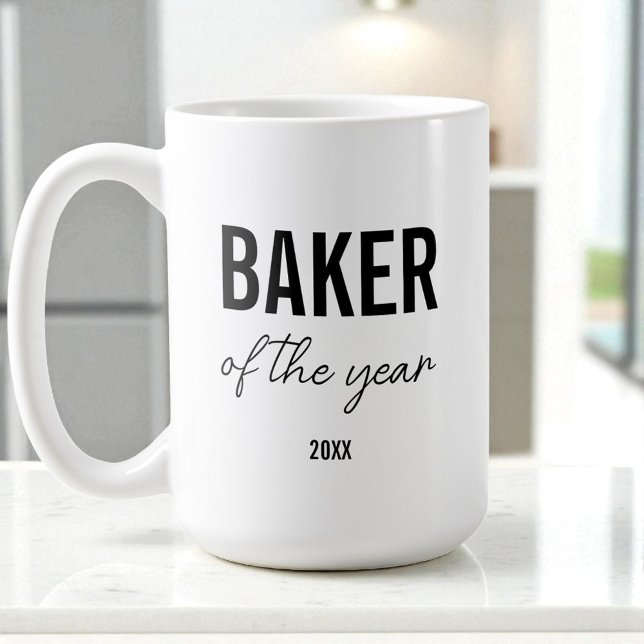 Taza De Café Modern Black Typography Simple Personalized Baker (Modern Black Typography Simple Personalized Baker Coffee Mug)