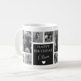 Taza De Café Modern Black & White Birthday 11 Photo