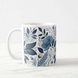 Taza De Café Modern Blue Floral Pattern Mug