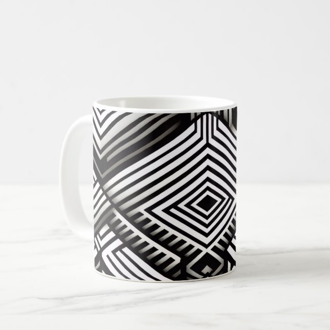 Taza De Café Modern bold Abstract Monochrome Geometric Pattern (Anverso izquierdo)