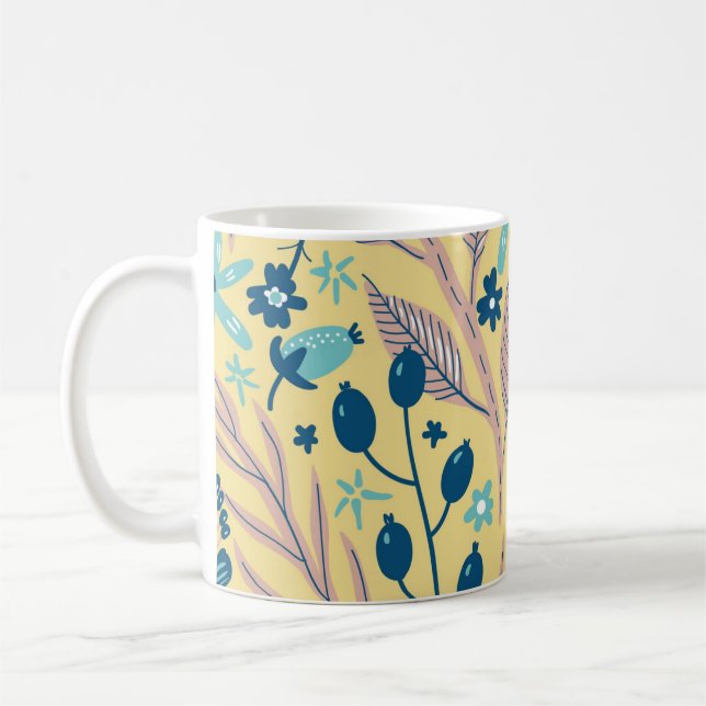 Taza De Café Modern Botanical Plants and Flowers (Izquierda)