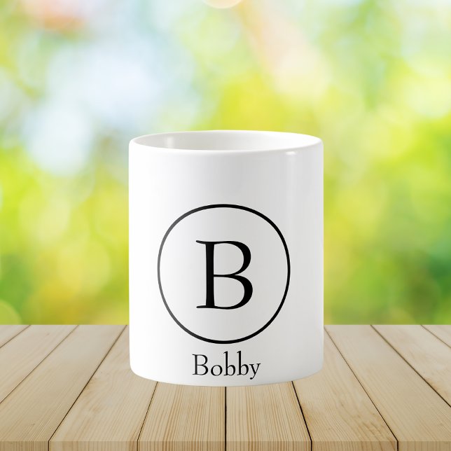 Taza De Café Modern Circle Initial Monogram Coffee Mug (Subido por el creador)