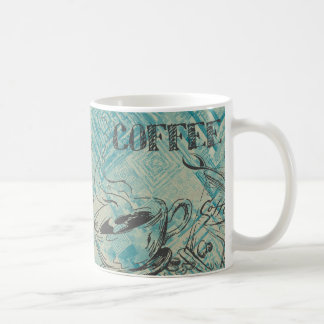 Taza De Café Modern Coffee Art Sketch Blue