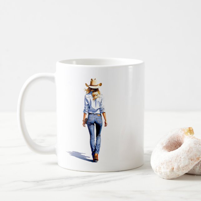 Taza De Café Modern Cowgirl Walk (Con donut)