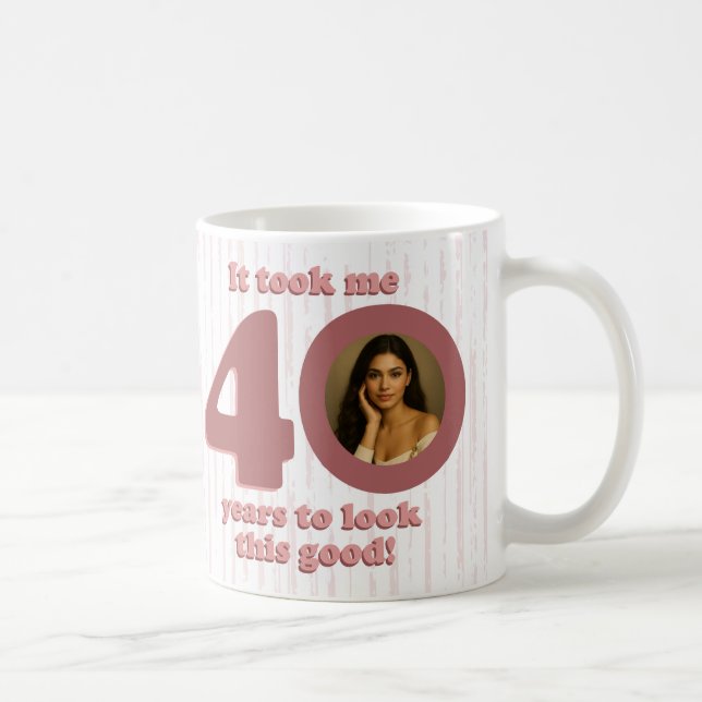Taza De Café Modern Dusty Rose Fabulous 40th Birthday Women (Derecha)