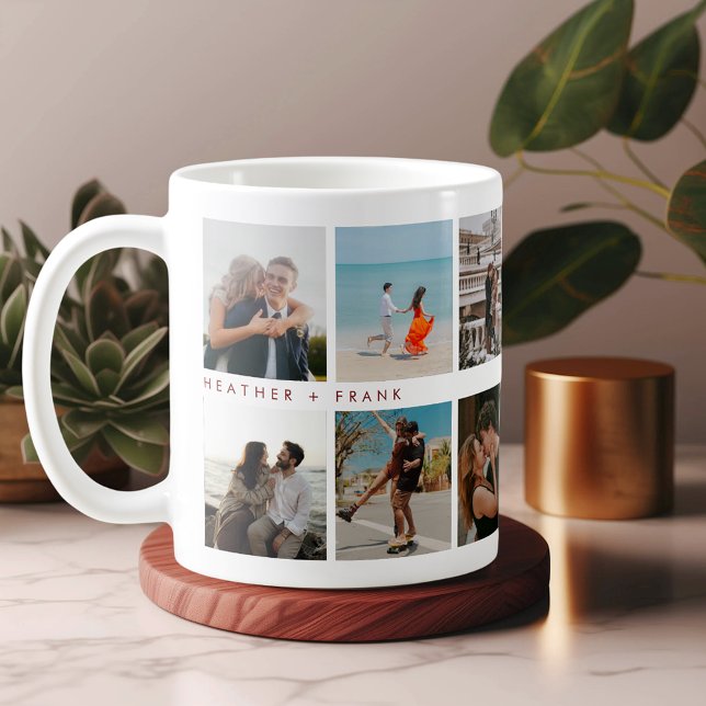 Taza De Café Modern Elegant Chic Script Photos Valentine's Day (Subido por el creador)