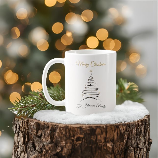Taza De Café Modern Elegant Minimal Christmas Tree Mug (Subido por el creador)