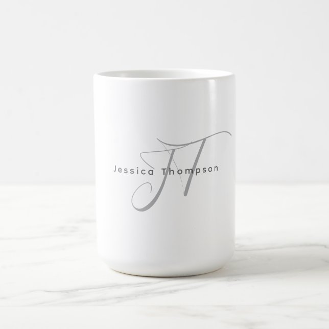 Taza De Café Modern Elegant Plain Professional Name Monogram (Centro)