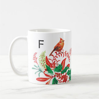 Taza De Café Modern Female Cardinal Holly Custom Monogram Mug