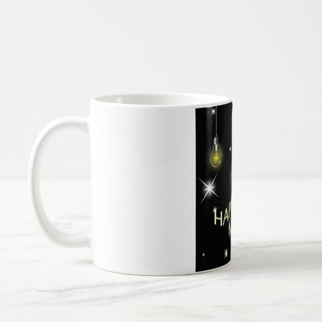 Taza De Café Modern Glowing Light Bulbs Happy New Year (Izquierda)