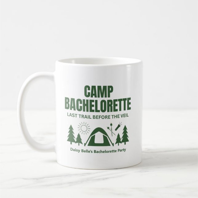 Taza De Café Modern Green Camp Bachelorette Weekend (Izquierda)