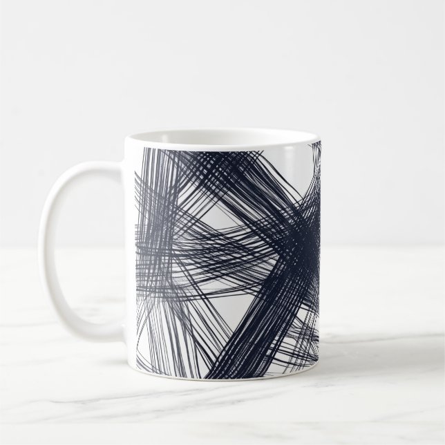 Taza De Café ✨ Modern Hatching Line Pattern Print ✨ (Izquierda)