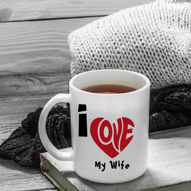 Taza De Café Modern I Love Red Heart Quote (Subido por el creador)