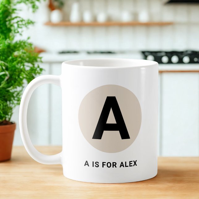 Taza De Café Modern Initial Mug – “A is for [Name]” Design (Subido por el creador)