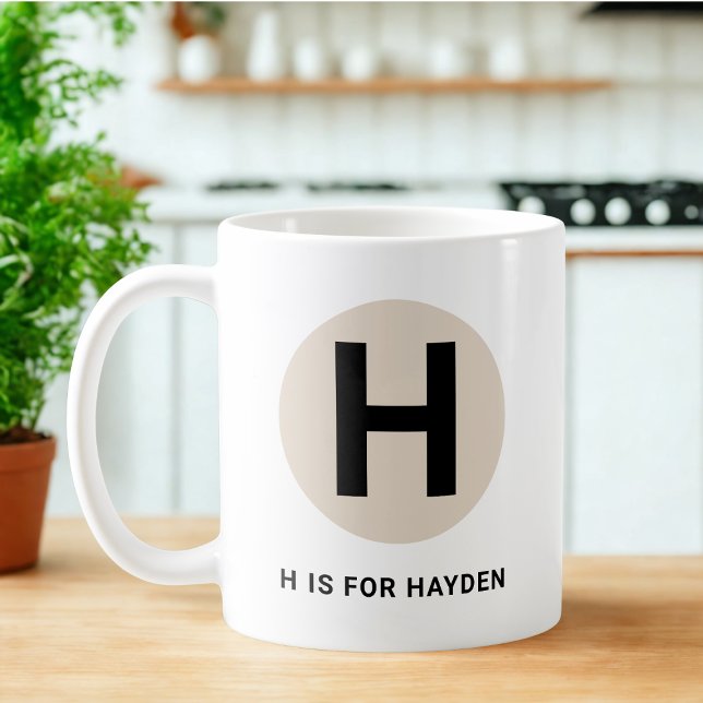 Taza De Café Modern Initial Mug – “H is for [Name]” Design (Subido por el creador)