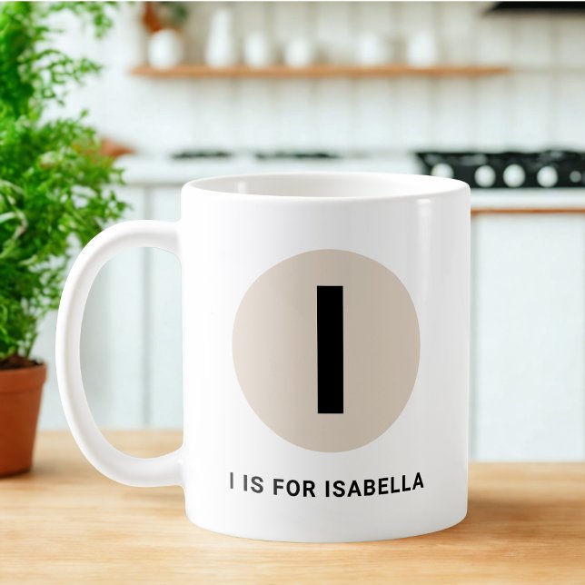 Taza De Café Modern Initial Mug – “I is for [Name]” Design (Subido por el creador)
