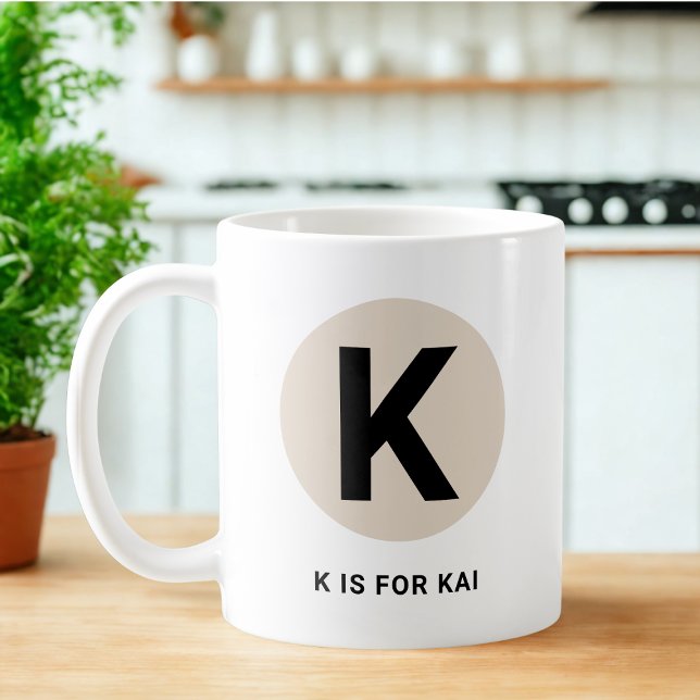 Taza De Café Modern Initial Mug – “K is for [Name]” Design (Subido por el creador)