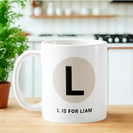 Taza De Café Modern Initial Mug – “L is for [Name]” Design