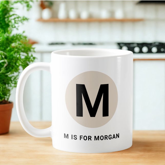 Taza De Café Modern Initial Mug – “M is for [Name]” Design (Subido por el creador)