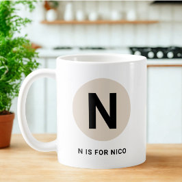 Taza De Café Modern Initial Mug – “N is for [Name]” Design