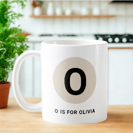 Taza De Café Modern Initial Mug – “O is for [Name]” Design