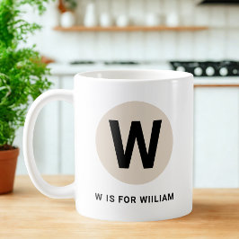 Taza De Café Modern Initial Mug – “W is for [Name]” Design