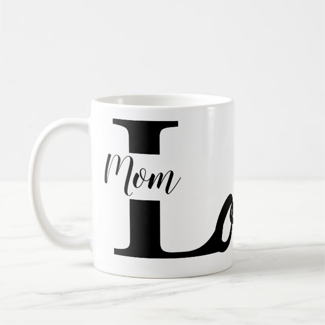 Taza De Café Modern Love Mom Typography Coffee Mug (Izquierda)