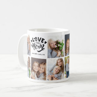 Taza De Café Modern Love You Mom Custom Photo Collage Mother