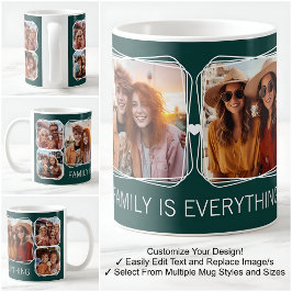 Taza De Café Modern Memory 6 Photos Collage Template Green C21