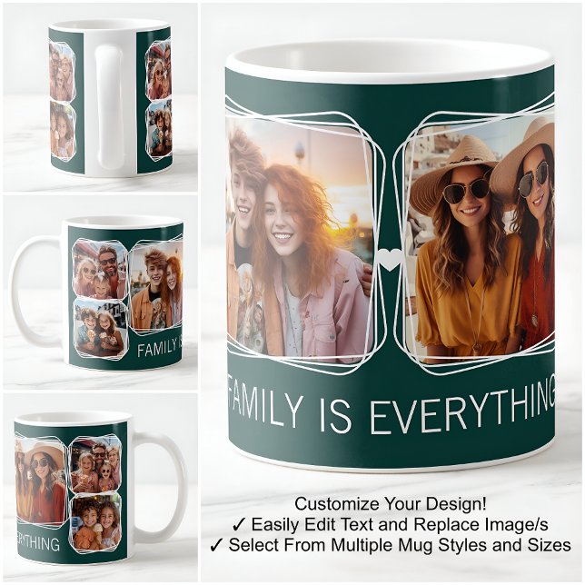 Taza De Café Modern Memory 6 Photos Collage Template Green C21 (Subido por el creador)