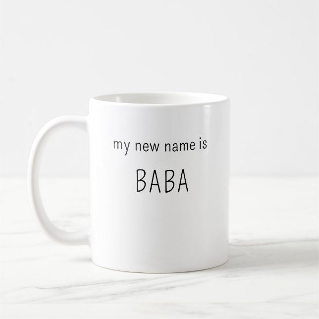 Taza De Café Modern Mi nuevo nombre es papa ba papa mami regalo (Izquierda)