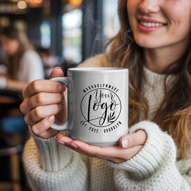 Taza De Café Modern Minimal black Your Logo Social Business (Modern Minimal black Your Logo Social Business Coffee Mug)