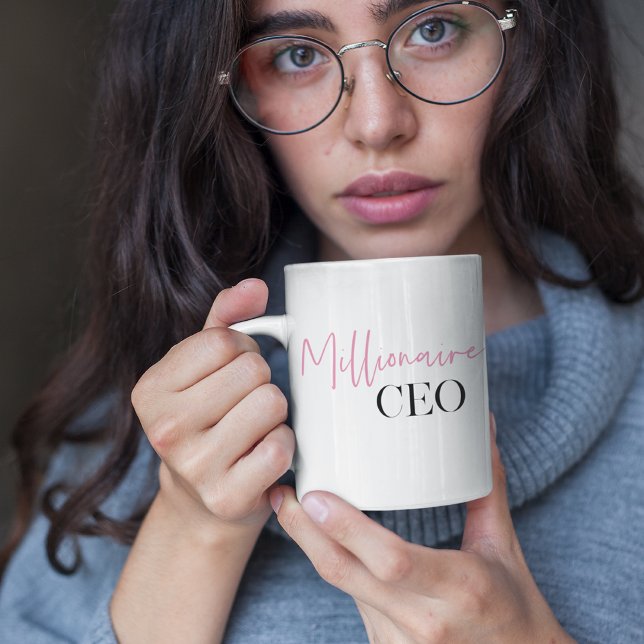 Taza De Café Modern Minimal Millionaire CEO | Rosa Y Negro (Subido por el creador)