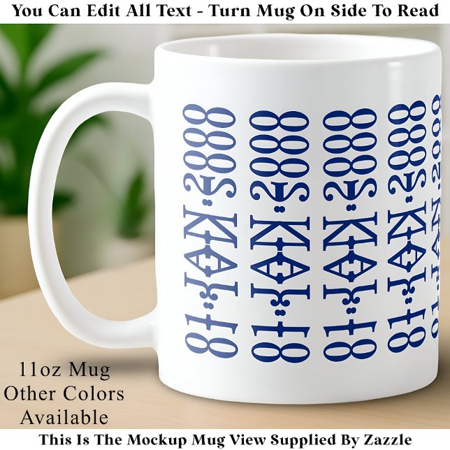 Taza De Café Modern Minimalist Date Hidden Message Custom Blue (Subido por el creador)