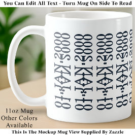 Taza De Café Modern Minimalist Date Hidden Message Custom DBlue