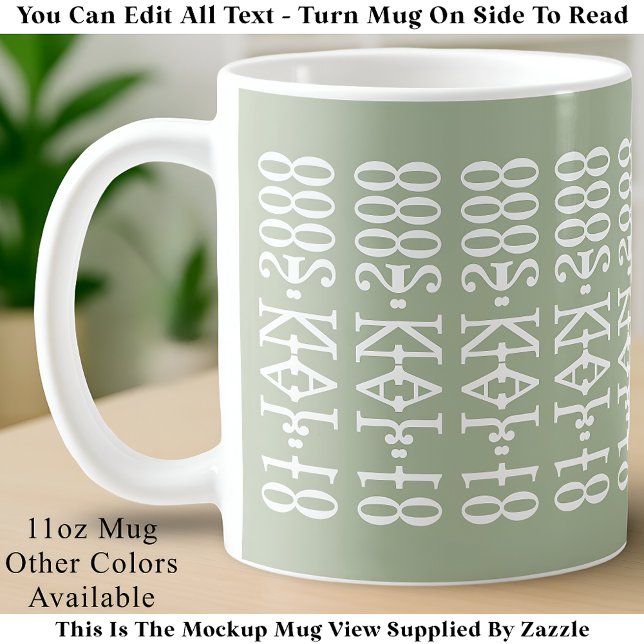 Taza De Café Modern Minimalist Date Hidden Message Custom Green (Subido por el creador)