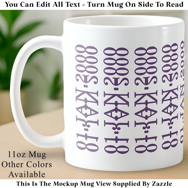 Taza De Café Modern Minimalist Date Hidden Message Custom Lilac (Subido por el creador)