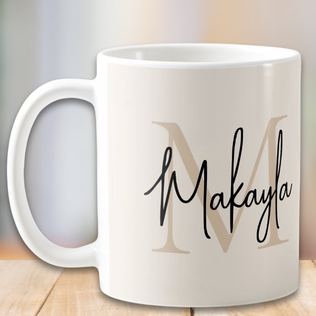 Taza De Café Modern Monogram Initial (Subido por el creador)