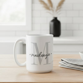 Taza De Café Modern Monogram Minimal Black White