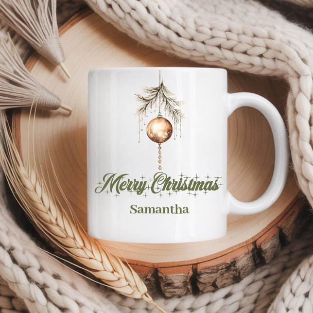 Taza De Café Modern neutral script Nordic look custom name Xmas (Modern neutral script Nordic look custom name Christmas mug

)