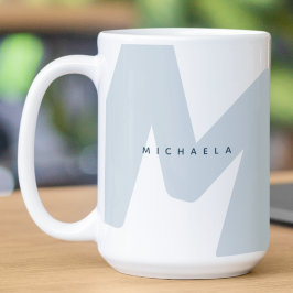 Taza De Café Modern Oversized Monogrammed Initial & Name Coffee